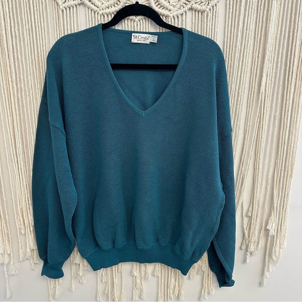 Vintage St Croix Knits green v neck sweater
